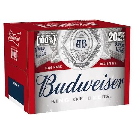 Budweiser 20 Bottles 300ml ALC 4.5% VOL